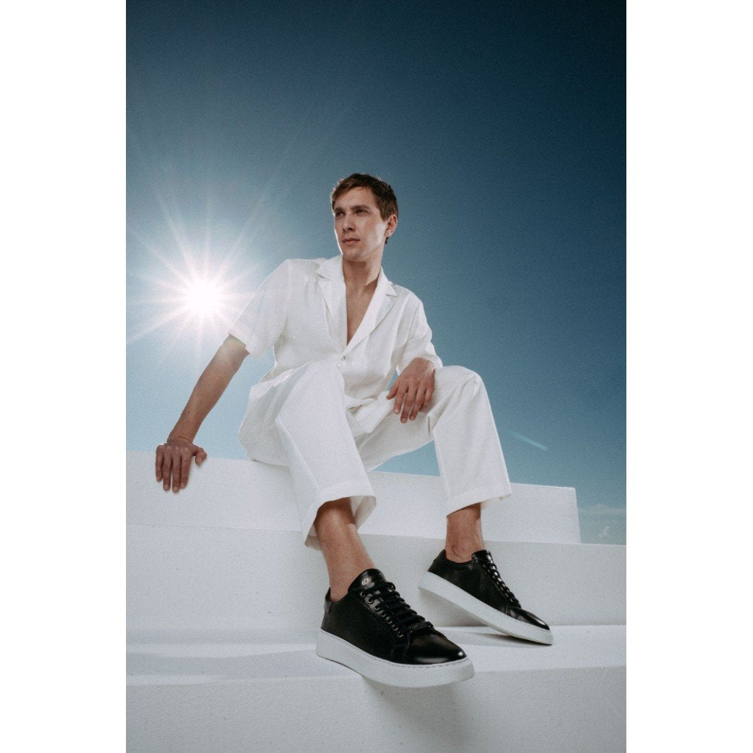 ΑΝΔΡΙΚΑ ΔΕΡΜΑΤΙΝΑ SNEAKERS ΜΑΥΡΟ -RAYMONT