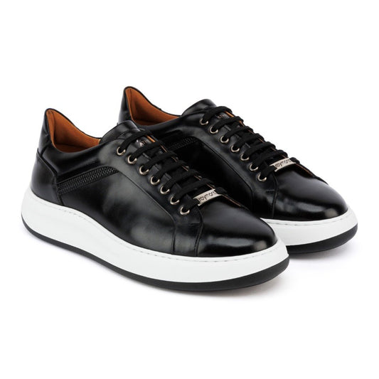 ΑΝΔΡΙΚΑ ΔΕΡΜΑΤΙΝΑ SNEAKERS ΜΑΥΡΟ -RAYMONT