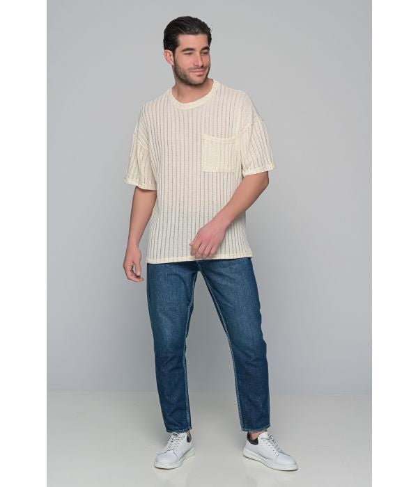 T-SHIRT ΠΛΕΧΤΟ RESORT BEN TAILOR-ΕΚΡΟΥ