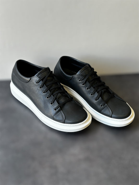 ΔΕΡΜΑΤΙΝΟ SNEAKER ΜΑΥΡΟ ΚΑΙ ΚΑΦΕ