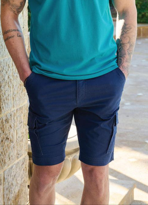 ΑΝΔΡΙΚΗ ΒΕΡΜΟΥΔΑ CARGO ΒΑΜΒΑΚΕΡΗ ΜΕ ΖΩΝΗ-ΜΠΛΕ-VISCONTI