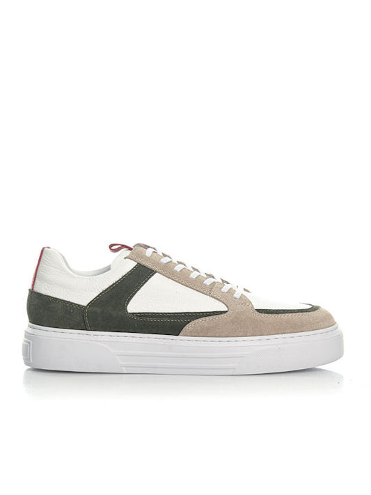 ΔΕΡΜΑΤΙΝΟ SNEAKER FORCE BEN TAILOR - ΛΕΥΚΟ-ΧΑΚΙ