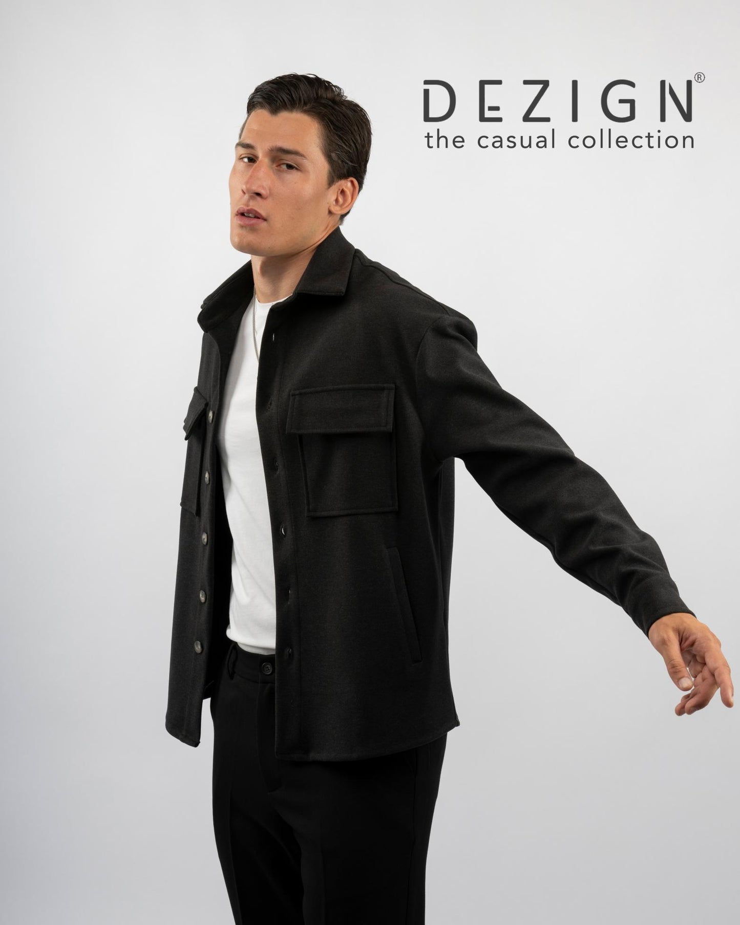 ΑΝΘΡΑΚΙ JACKET OVER ΜΕ ΠΛΑΙΝΕΣ ΤΣΕΠΕΣ DEZIGN