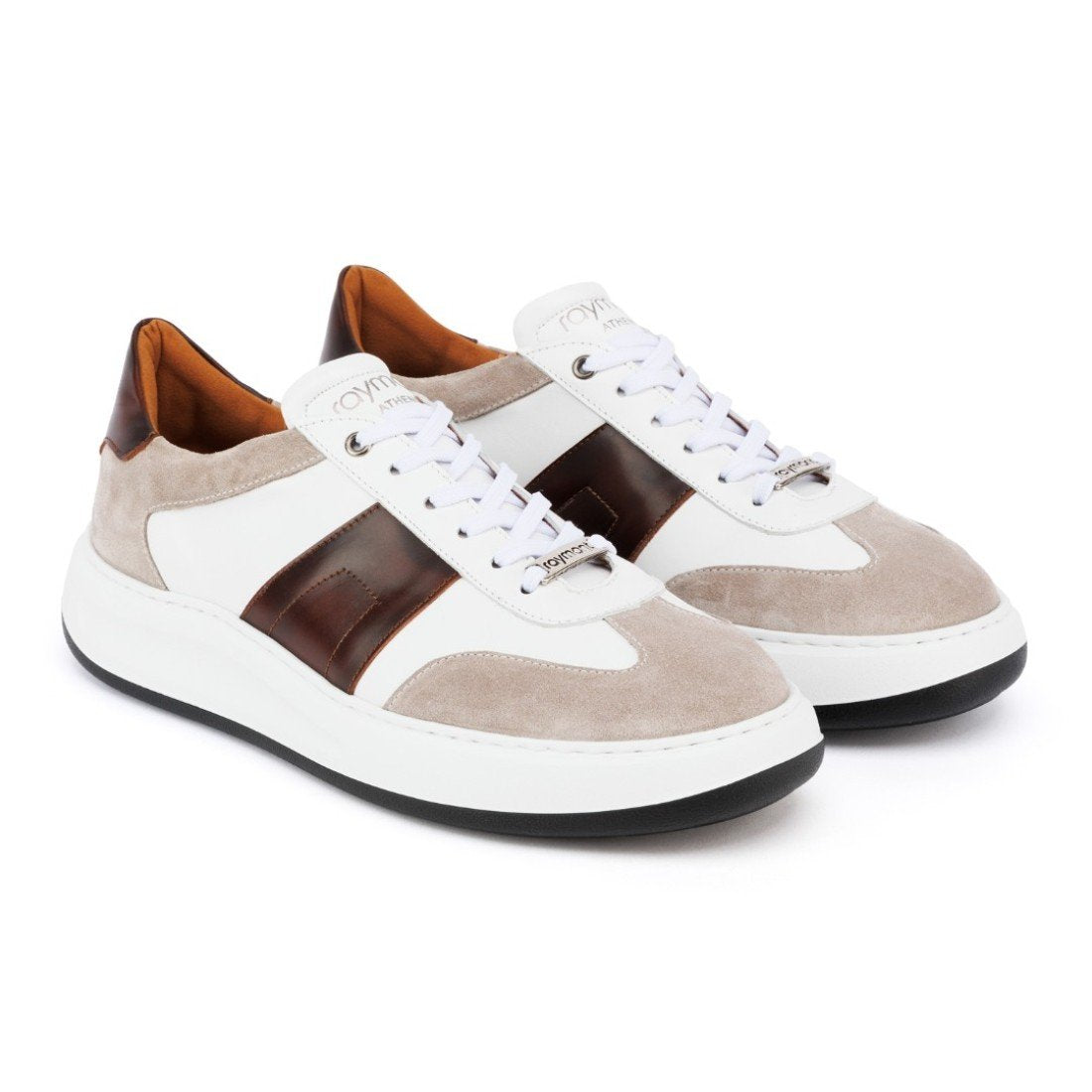 ΛΕΥΚΑ ΑΝΔΡΙΚΑ ΔΕΡΜΑΤΙΝΑ SNEAKERS ΚΟΝΙΑΚ/ΜΠΕΖ-RAYMONT