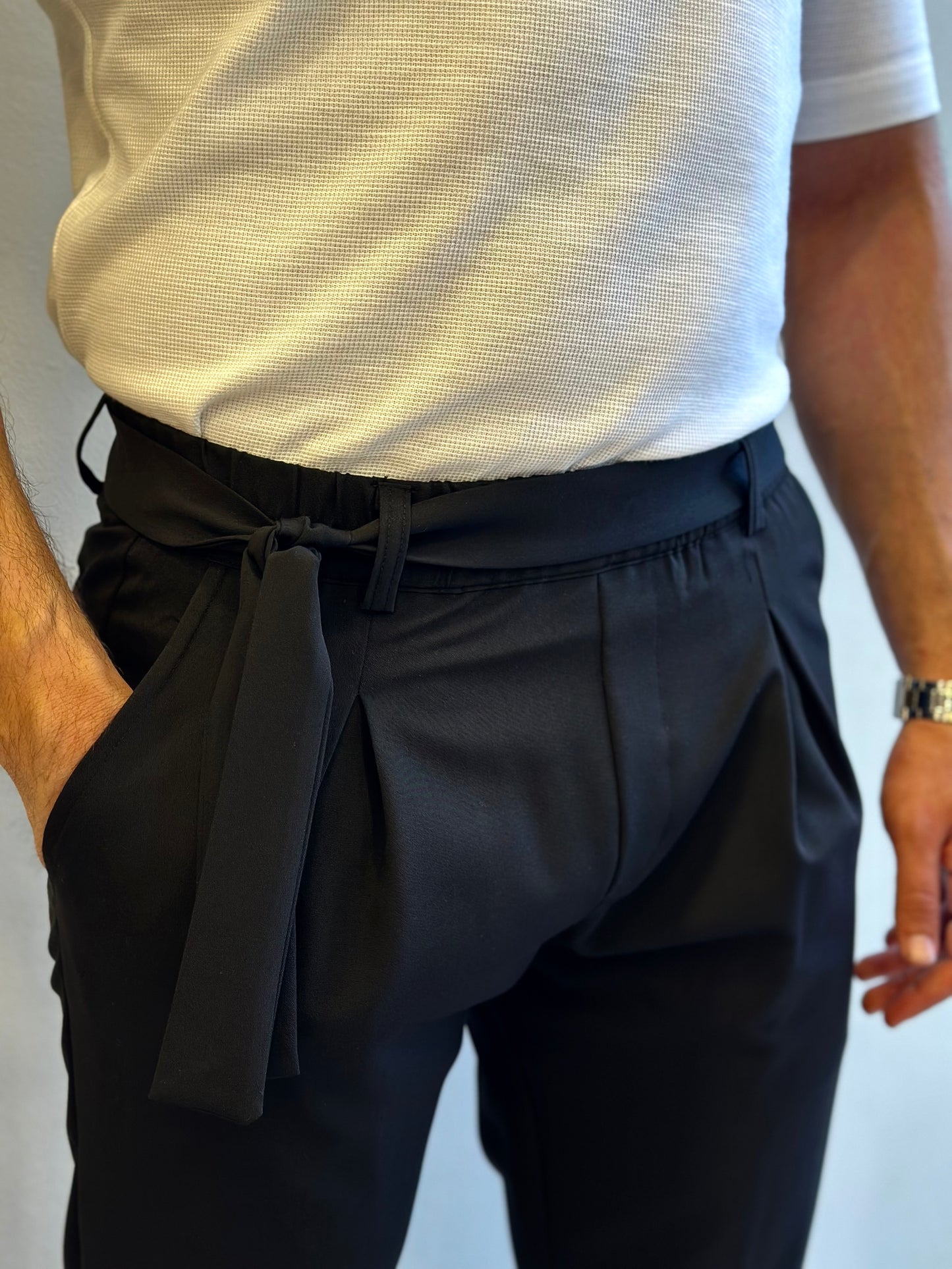 ΜΑΥΡΟ ΠΑΝΤΕΛΟΝΙ ΜΕ ΠΙΕΤΑ ΚΑΙ ΑΠΟΣΠΩΜΕΝΟ ΖΩΝΑΡΙ-BLACK