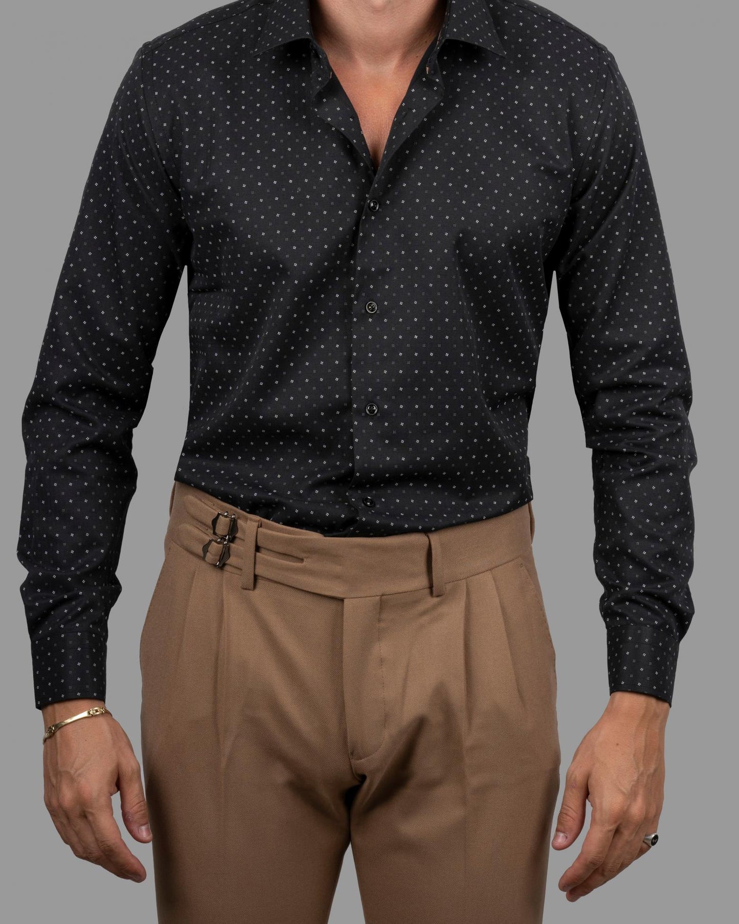 ΜΑΥΡΟ ΠΟΥΚΑΜΙΣΟ ΜΕ ΛΕΥΚΟ ΓΚΡΙ ΜΙΚΡΟΣΧΕΔΙΟ DEZIGN