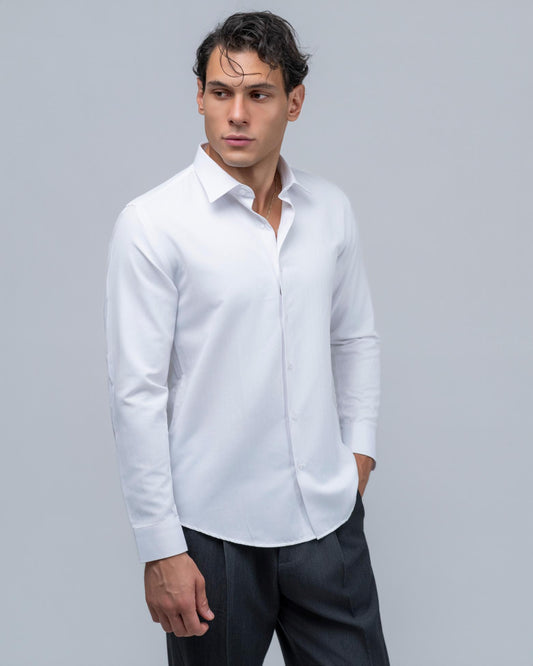 ΛΕΥΚΟ SLIM FIT ΠΟΥΚΑΜΙΣΟ ΜΕ ΥΦΗ ΨΑΡΟΚΟΚΚΑΛΟ -DEZIGN