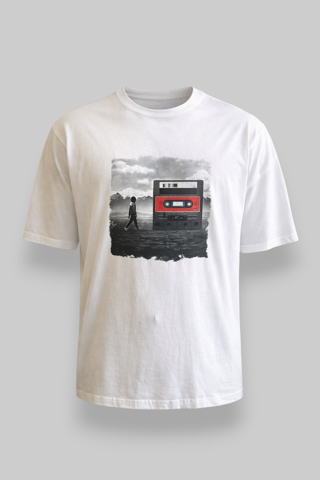 ΛΕΥΚΟ OVERSIZED T-SHIRT ΜΕ ΣΤΑΜΠΑ-BLACK