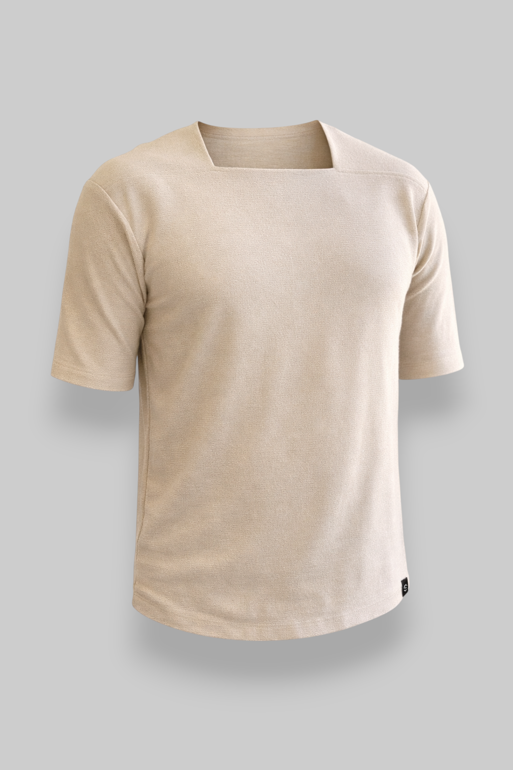 ΜΠΕΖ T-SHIRT ΜΕ ΤΕΤΡΑΓΩΝΟ ΛΑΙΜΟ-BLACK