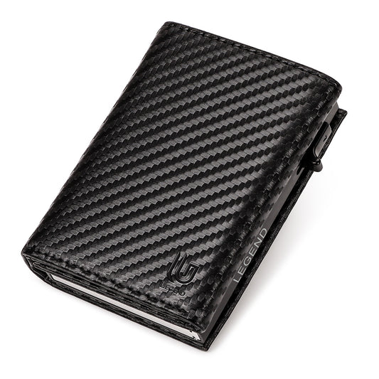 Μαύρο Πορτοφόλι Carbon Fiber RFID με Κερματοθήκη