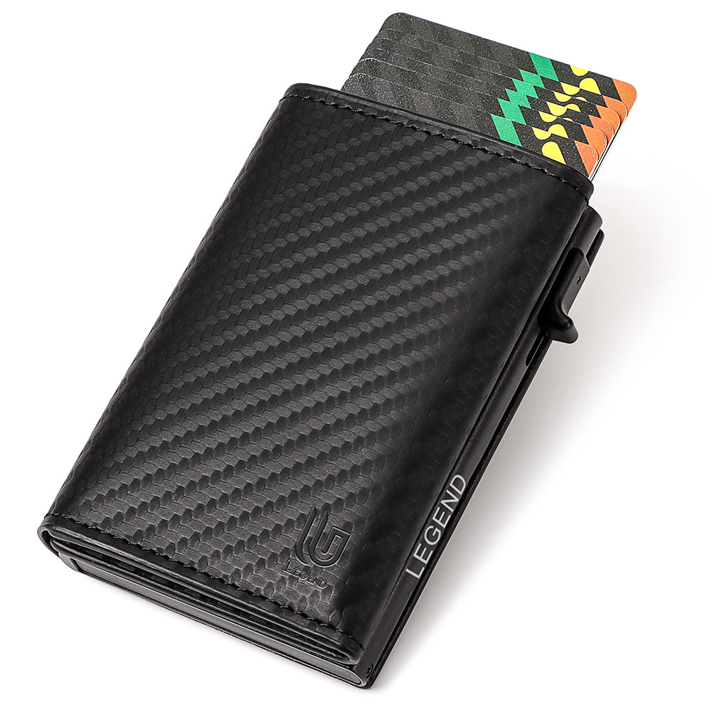 Μαύρο Πορτοφόλι Carbon Fiber RFID με Pop-up Μηχανισμό