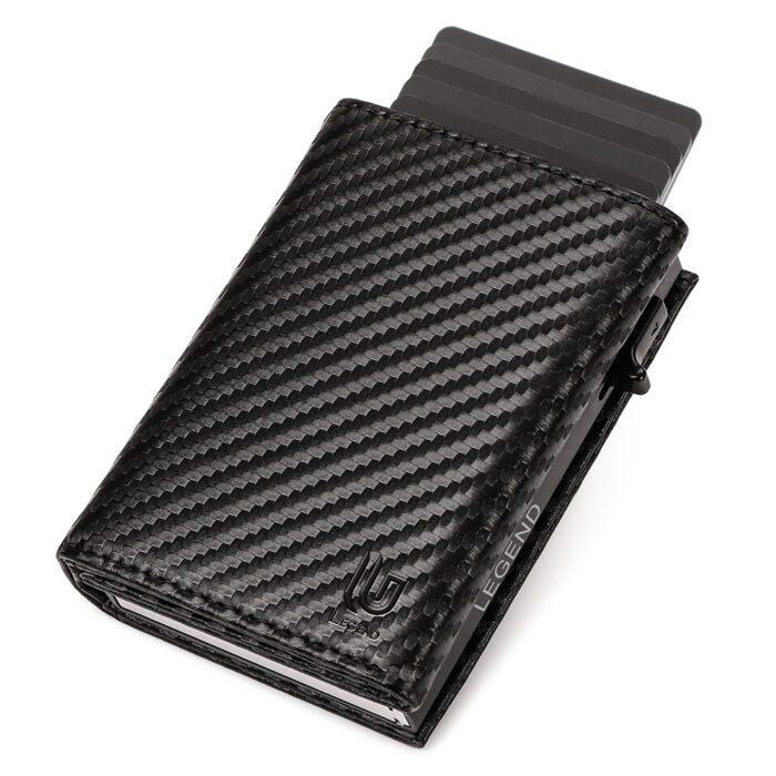 Μαύρο Πορτοφόλι Carbon Fiber RFID με Κερματοθήκη