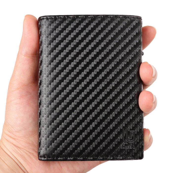 Μαύρο Πορτοφόλι Carbon Fiber RFID με Κερματοθήκη