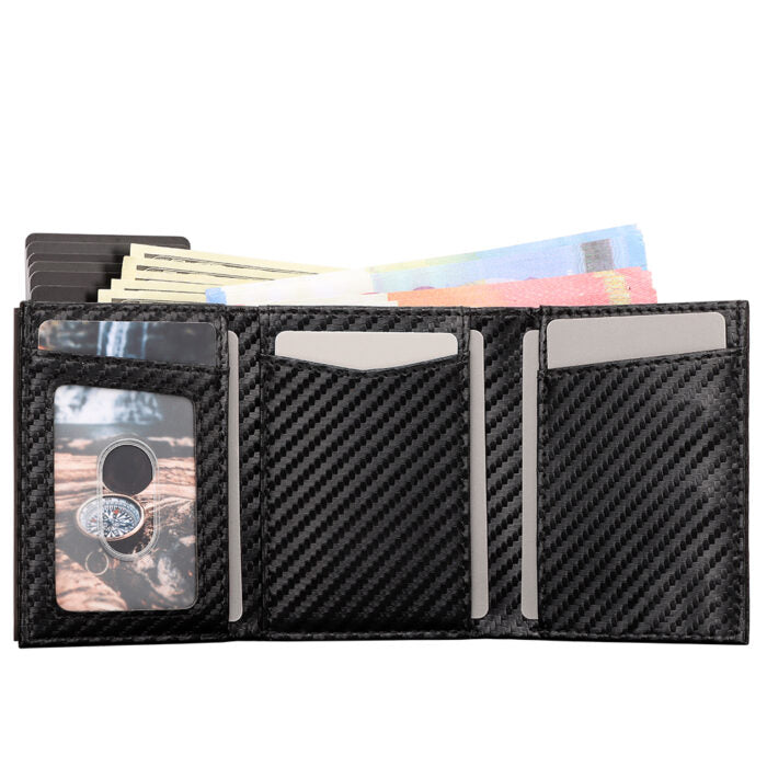 Μαύρο Πορτοφόλι Carbon Fiber RFID με Κερματοθήκη