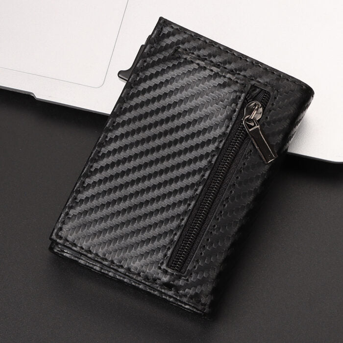 Μαύρο Πορτοφόλι Carbon Fiber RFID με Κερματοθήκη