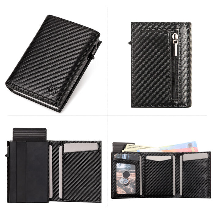 Μαύρο Πορτοφόλι Carbon Fiber RFID με Κερματοθήκη