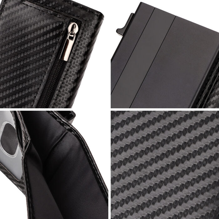 Μαύρο Πορτοφόλι Carbon Fiber RFID με Κερματοθήκη
