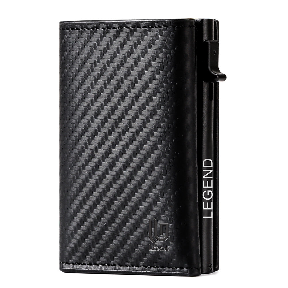 Μαύρο Πορτοφόλι Carbon Fiber RFID με Pop-up Μηχανισμό