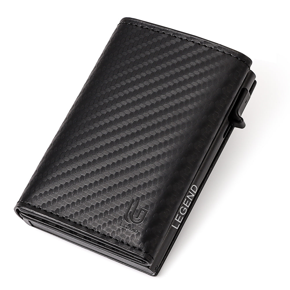 Μαύρο Πορτοφόλι Carbon Fiber RFID με Pop-up Μηχανισμό