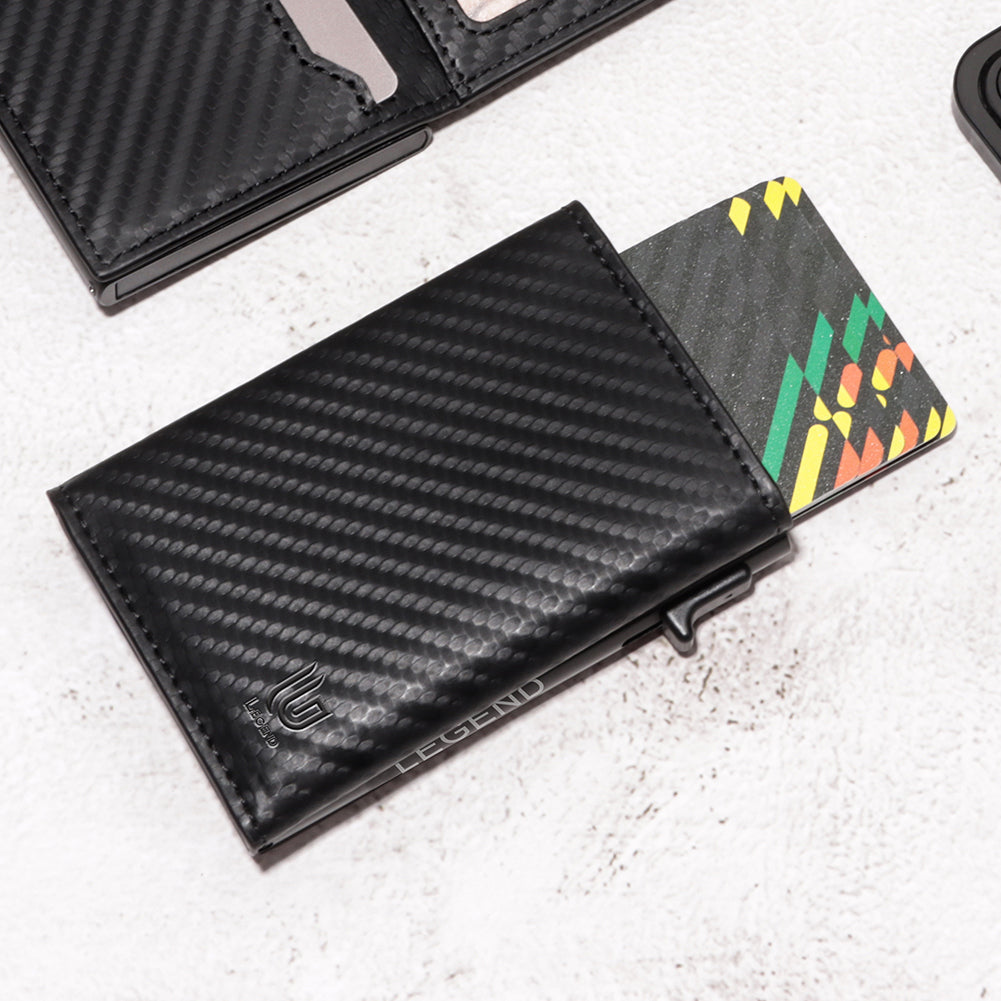 Μαύρο Πορτοφόλι Carbon Fiber RFID με Pop-up Μηχανισμό