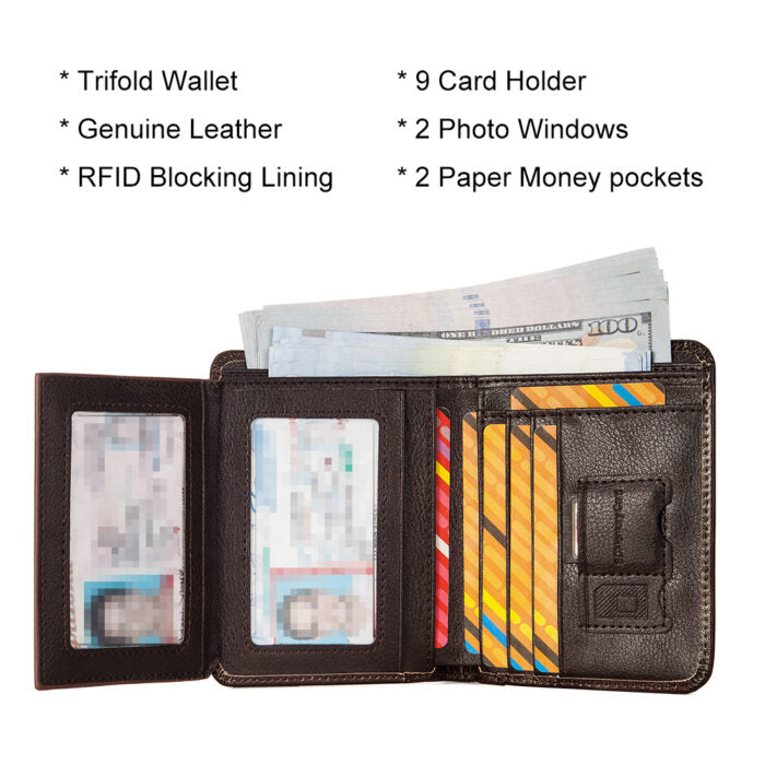 Δερμάτινο Πορτοφόλι Καφέ RFID