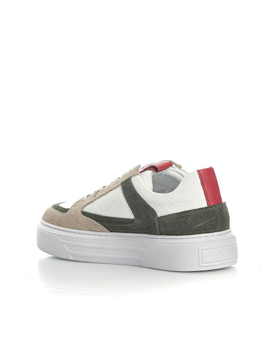 ΔΕΡΜΑΤΙΝΟ SNEAKER FORCE BEN TAILOR - ΛΕΥΚΟ-ΧΑΚΙ