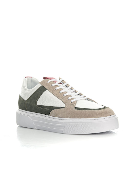ΔΕΡΜΑΤΙΝΟ SNEAKER FORCE BEN TAILOR - ΛΕΥΚΟ-ΧΑΚΙ